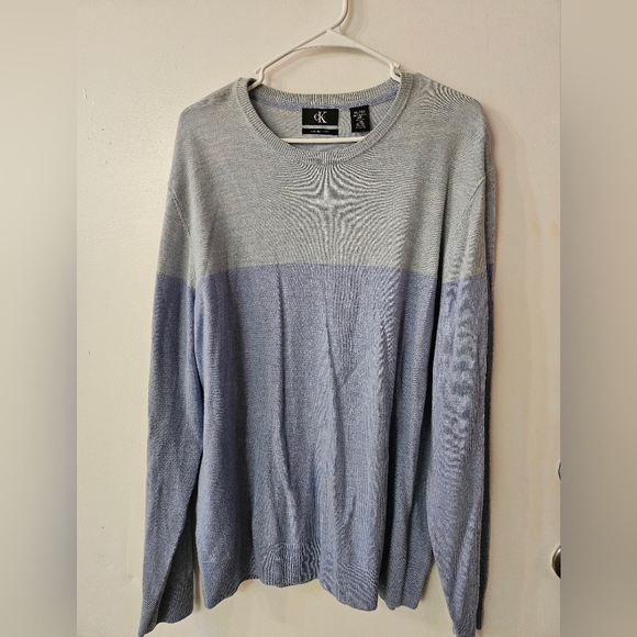 Calvin Klein Other - Calvin Klein Gray and Blue Sweater Merino Wool